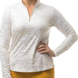 SANSOLEIL WOMEN'S SOLSHINE FOIL PRINT ¼-ZIP GOLF large PULLOVER